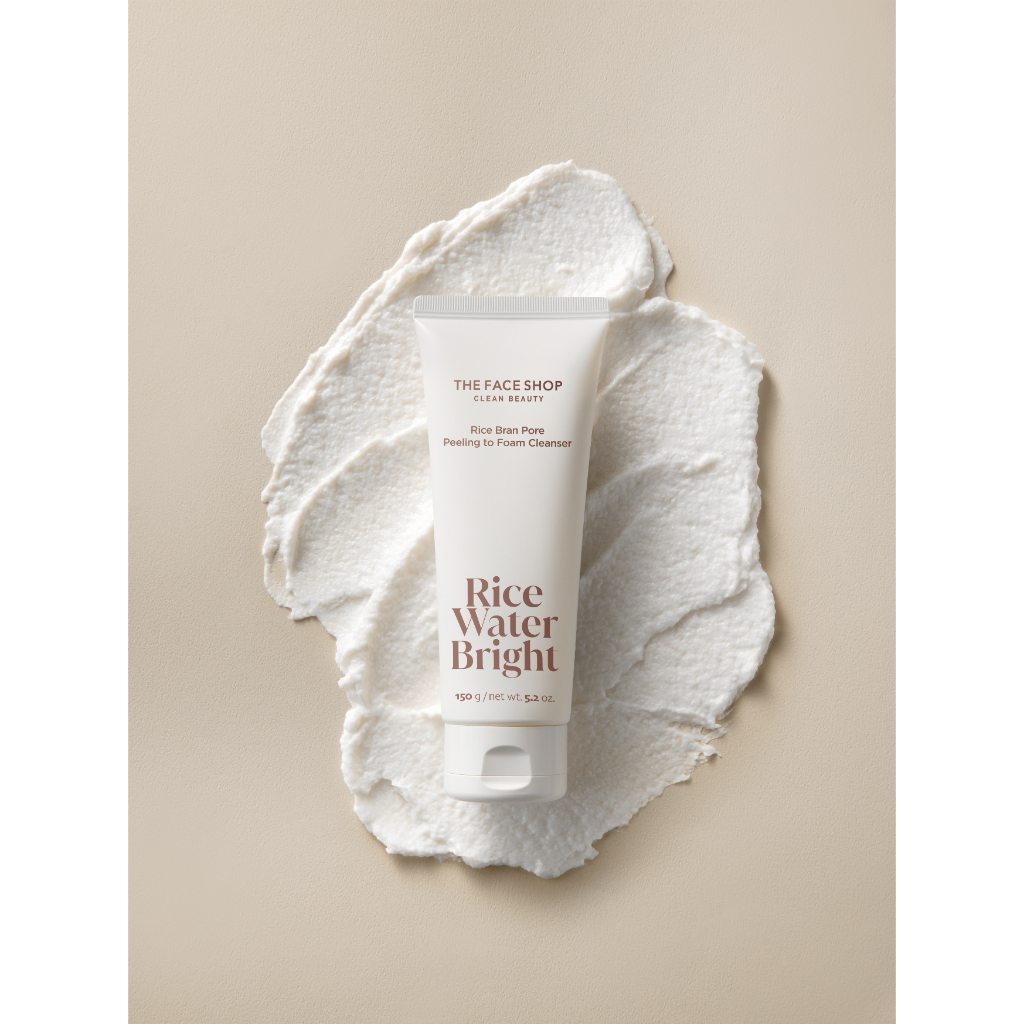 8809949529342 THEFACESHOP RICE WATER BRIGHT RICE BRAN PORE PEELING TO FOAM CLEANSER -150ml - Image 1